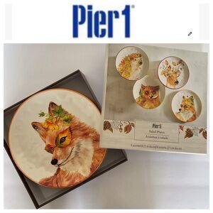 Pier 1 Harvest Garden Critters Salad Plates set of four NWT